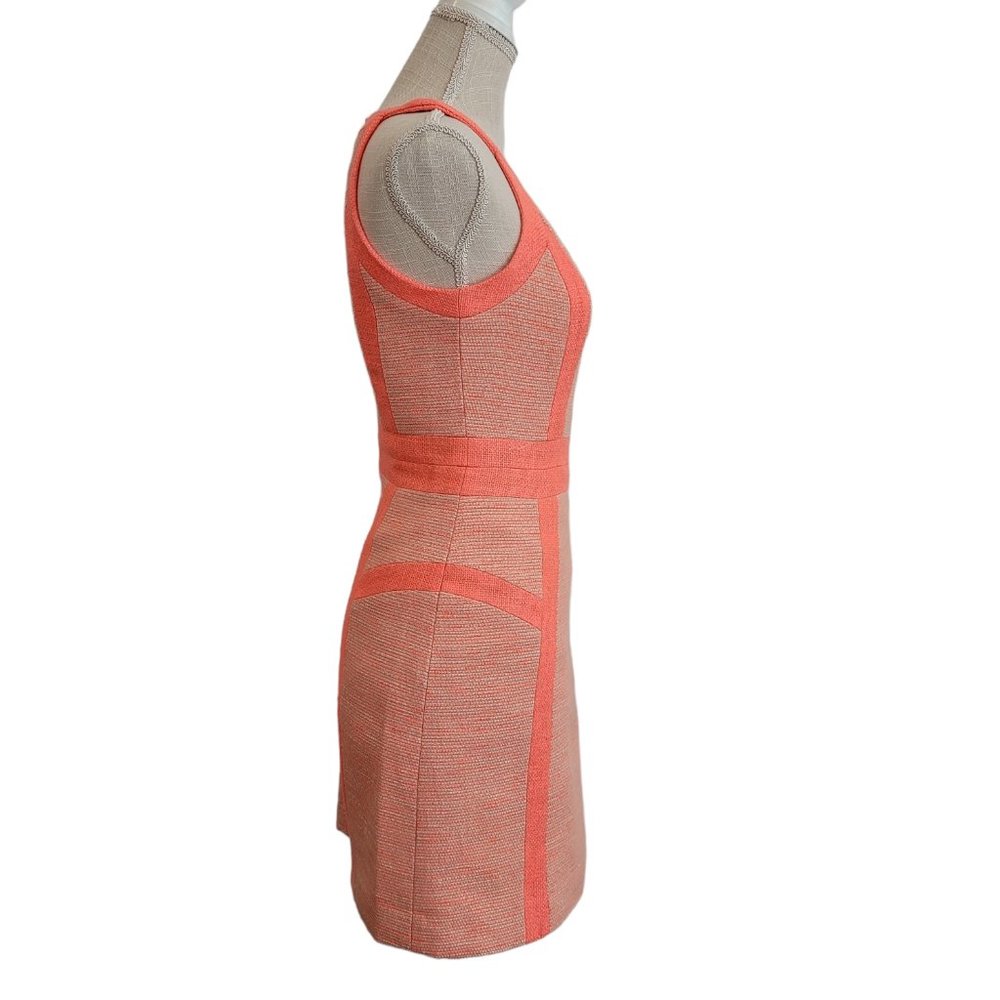 Milly Coral Orange Tweed Woven Lined Mini Dress Size 0 - Picture 4 of 14